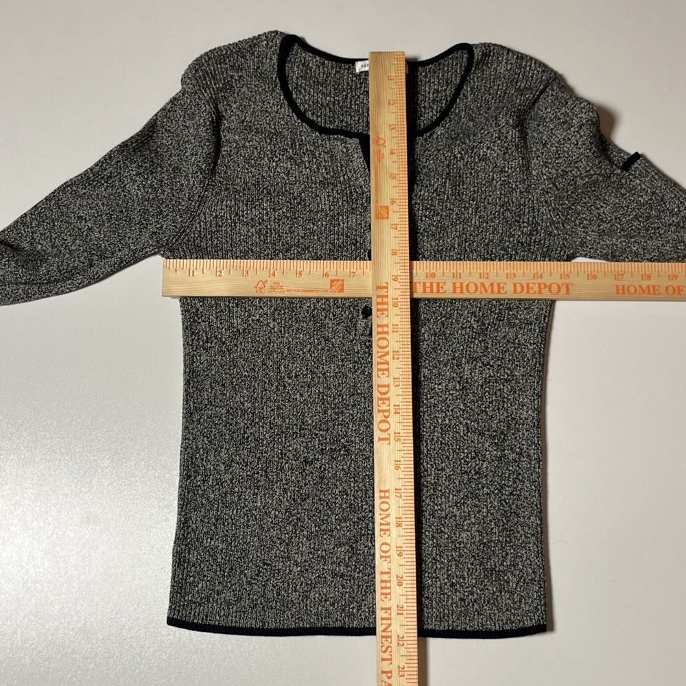 Vtg Reference Point 1/4 Button Henley Knit Sweater Size M Gray Sleeve Pocket Top - Picture 4 of 6